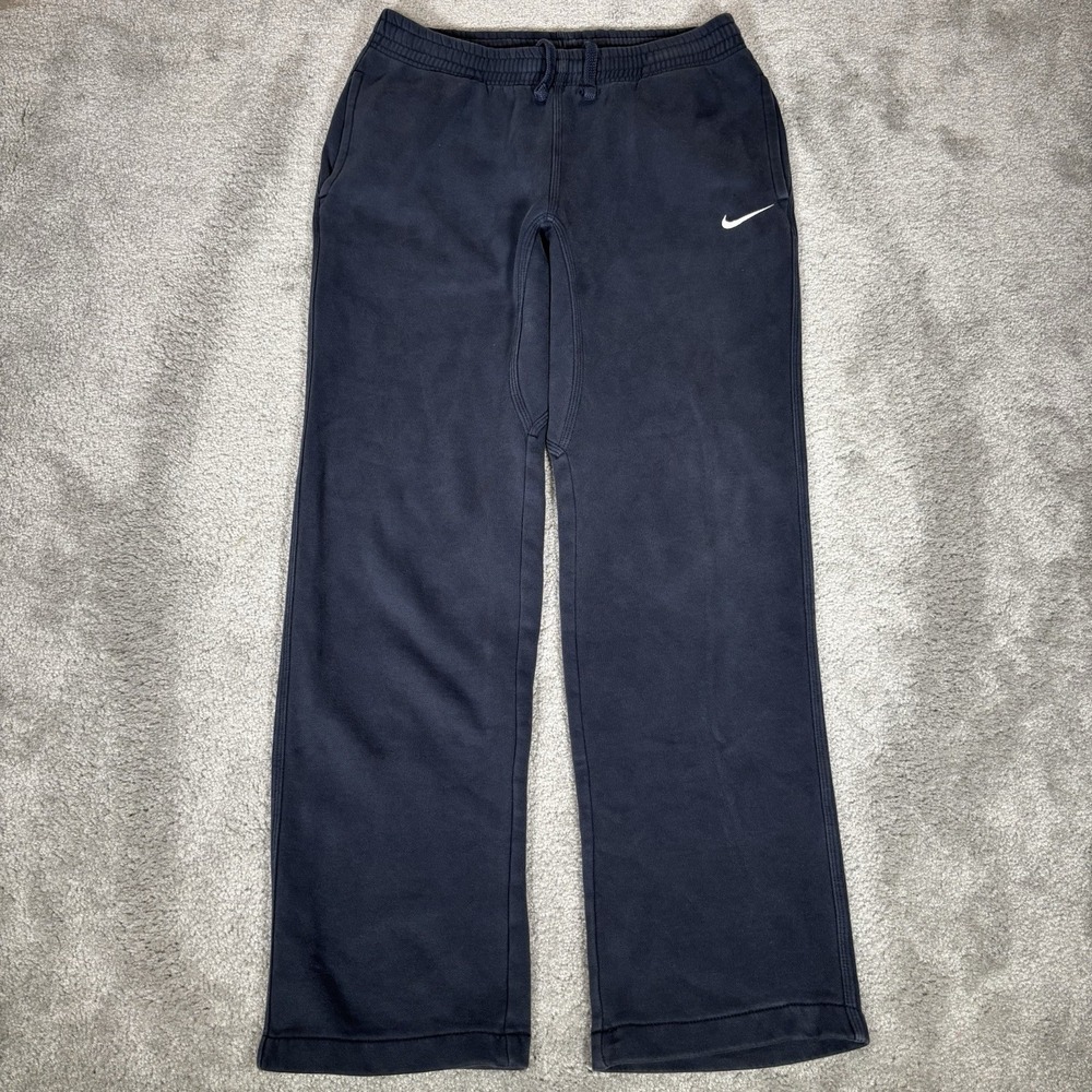 Nike Sportswear Club Fleece Sweatpants Mens S Navy Blue Staight Open Hem Baggy